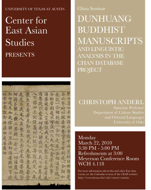 China Seminar: Dunhuang Buddhist Manuscripts and Linguistic Analysis in the Chan Database Project