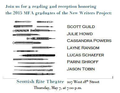 New Writers Project 2015 Graduates Reading and Reception