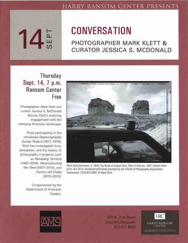 Mark Klett in conversation with Jessica S. McDonald