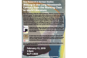 Talk on Bildung in the Long Nineteenth Century from the Working Class to World Literature