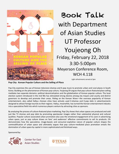 Book Talk with Department of Asian Studies UT Professor Youjeong Oh