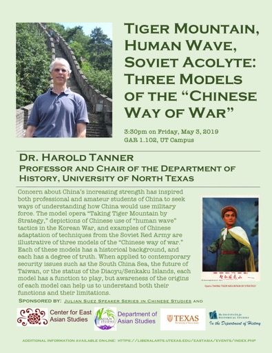 Professor Harold Tanner Talk: Tiger Mountain, Human Wave, Soviet Acolyte: Three Models of the