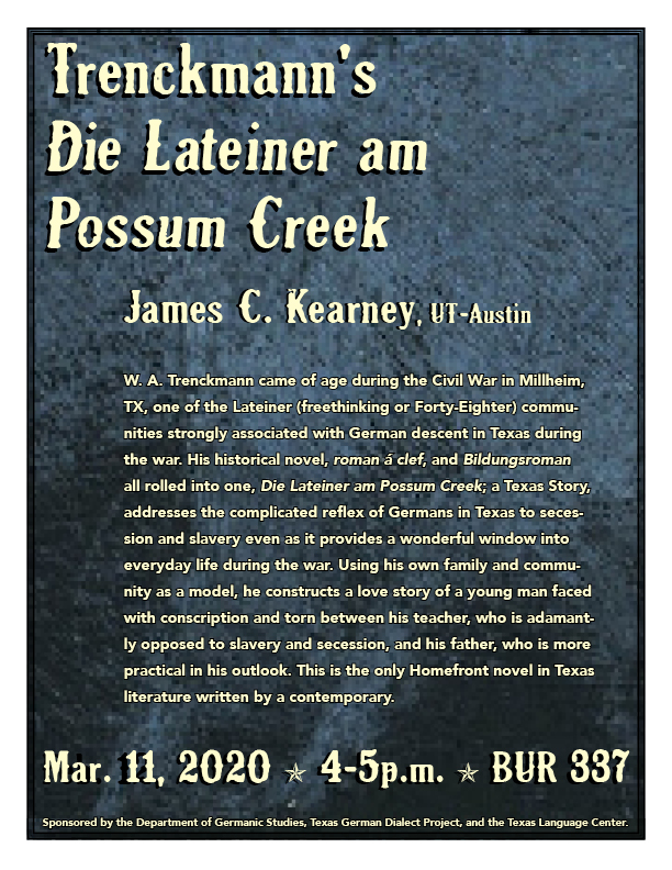 Talk by Dr. Kearney: Trenchkmann's Die Lateiner am Possum Creek