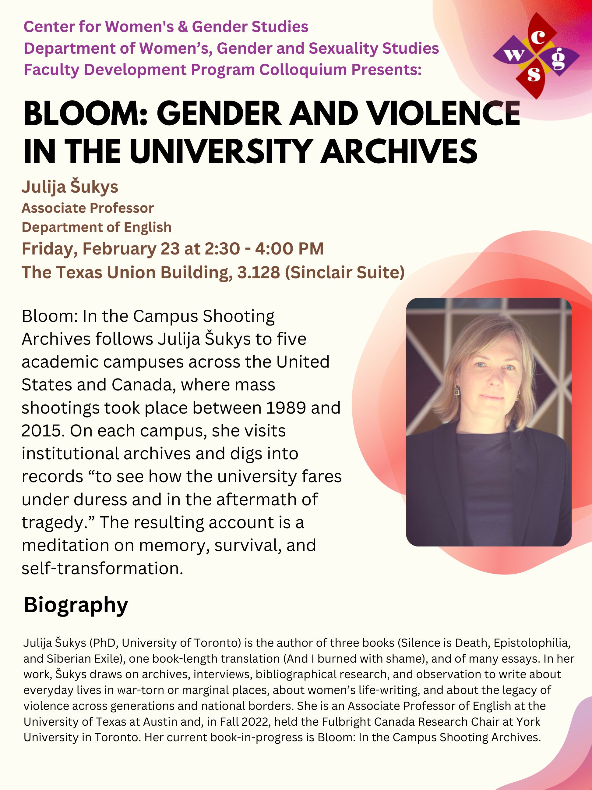 Bloom: Gender and Violence in the University Archives with Professor Julija  Šukys - Faculty Development Program>