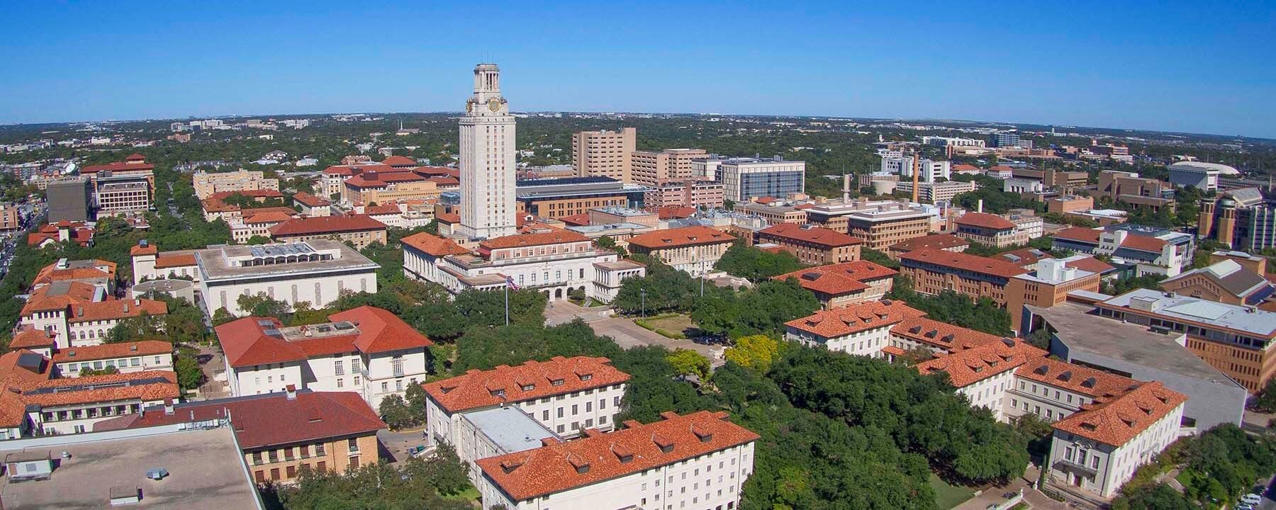 Aerial Photo of campus from Dobie Residence Hall