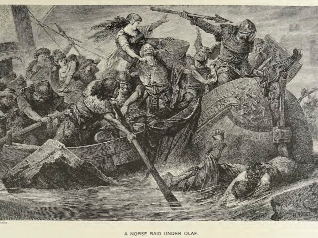 Artistic rendering of a Viking raid led by Olaf Tryggvason