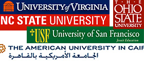 Fellows arriving from American Univ. in Cairo, Ohio State Univ., North Carolina State University, Univ. of San Francisco, and Univ. of Virginia