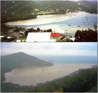 Severe sediment runoff in Coral & Fish Bays, St. John