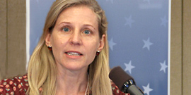 Associate Professor Erika Bsumek presents a lecture at HTX Teacher Institute