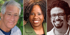 Professors George Forgie, Tiffany Gill, and Frank Guridy