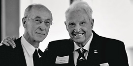 Frank Denius (right) with History Dept. Chair Alan Tully at Pro Bene Meritis Awards banquet in April