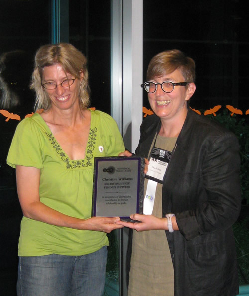 Williams receives SWS Feminist Lecturer Award at 2011 ASA conference in Las Vegas, NV.