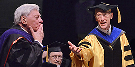 Joe Jamail blows kiss to the audience after receiving a standing ovation for his speech