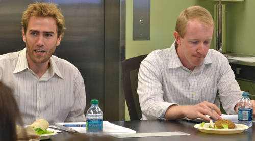 New Work series coordinator Cameron Strang and workshop presenter Jesse Cromwell