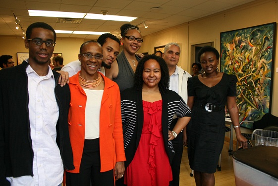 L to R: Chris McCray, Dr. Omi Osun Joni L. Jones (Chair, Graduate Studies Committee), Gustavo Cerqueira, Tamela Jackson, Omaris Zamora, Dr. Edmund T. Gordon (Chair, AADS), Abimbola Adelakun.