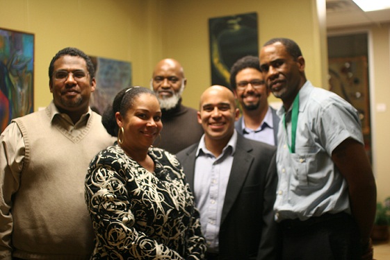From l-r: Dr. Anthony Brown, Dr. Keffrelyn Brown, Dr. Moyo Okediji, Dr. Kevin Foster, Dr. Frank Guridy (Center Director), and Dr. Stephen Marshall