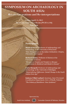 Symposium on Archaeology in South Asia: Recent Excavations and Re-interpretations