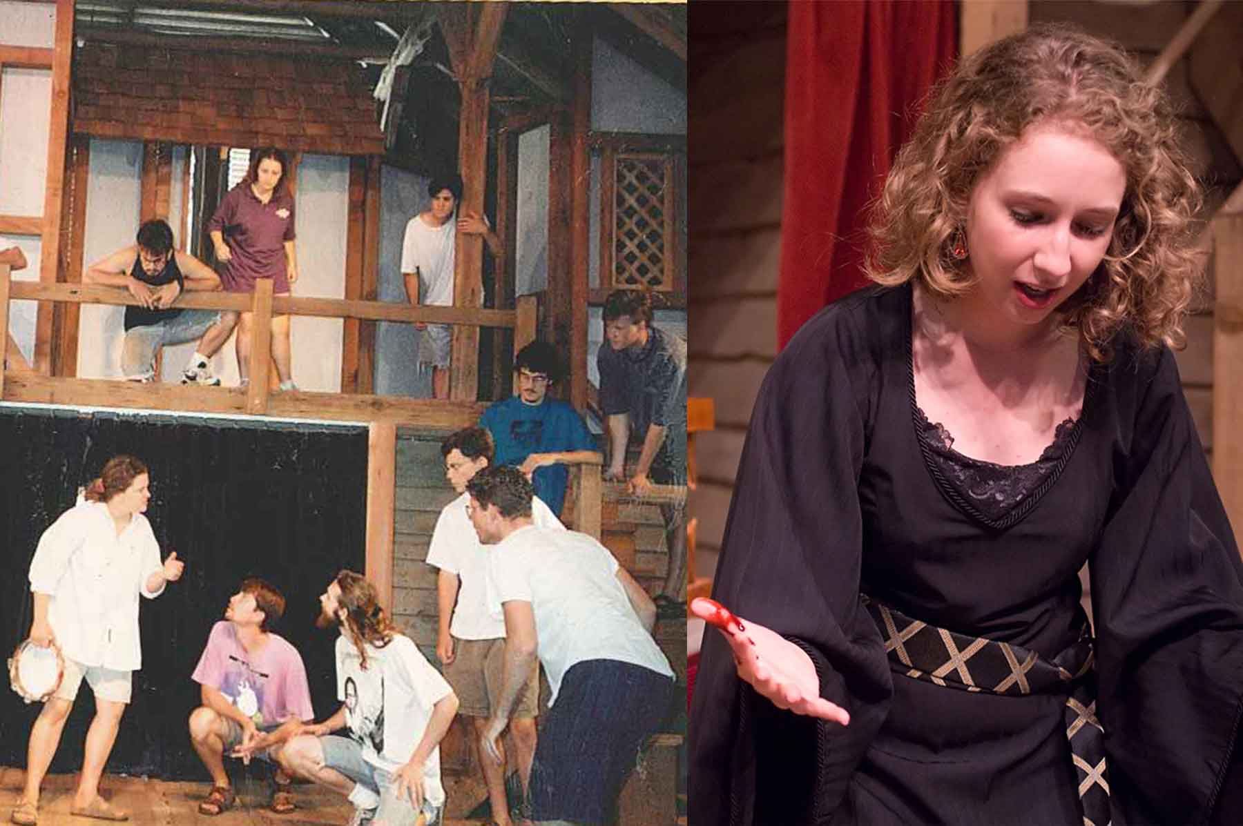 Romeo and Juliet rehearsal in 1994 next to Emilia Mahaffey at performance in 2009.