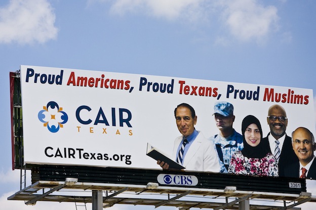 CAIR billboard recently posted in Houston. Mr. Carroll is second from the right, among other Muslim Americans of Texas.