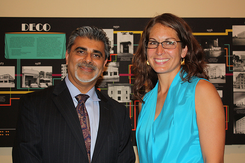 Prof. Amber Abbas with Ali Khataw at the Austin History Center reception. Photo copyright Yvonne Lim Wilson, AsianAustin.com