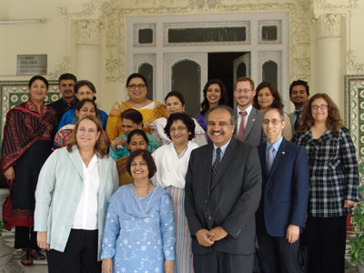 Front row (l to r), Kathryn Schalow, U.S. Embassy; Samina Amin Qadir, Vice Chancellor, FJWU; Kamran Asdar Ali, Director of the South Asia Institute