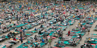 Hurricane Katrina survivors after evacuation, Astrodome, Houston Texas. Photo by Andrea Booher