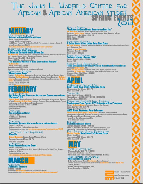 The John L. Warfield Center for African and African American Studies Spring Events 2013