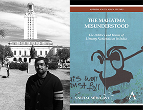 Snehal Shingavi and the cover of 'The Mahatma Misunderstood'