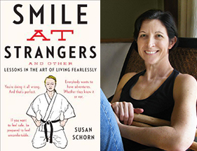 'Smile at Strangers' cover image and photograph of Susan Schorn