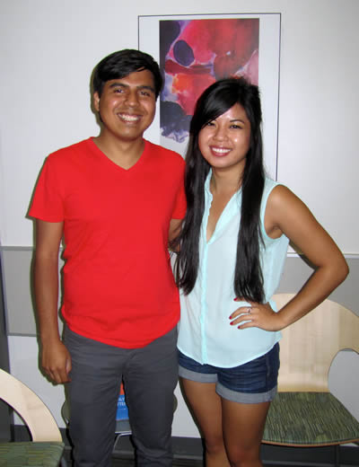 Students Tom Guerra and Jasmine Vu.