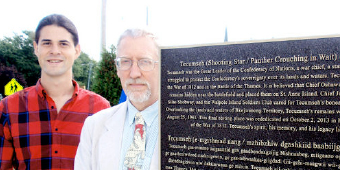 Photo of James Jenkins, History graduate student, and Prof. Alan Taylor, University of Glasgow. Courtesy of Chatham Daily News.