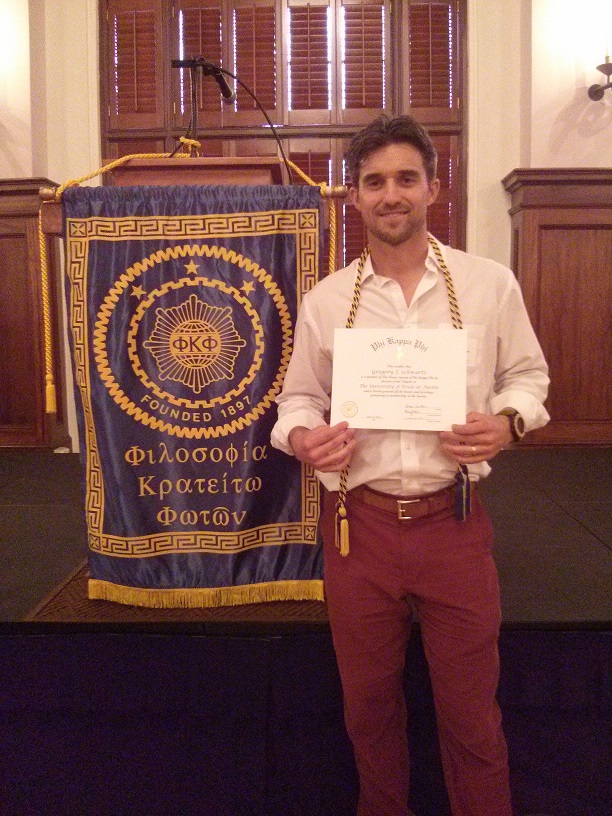 Ph.D. Student Gregory Schwartz Invited to Phi Kappa Phi National Academic Honor Society