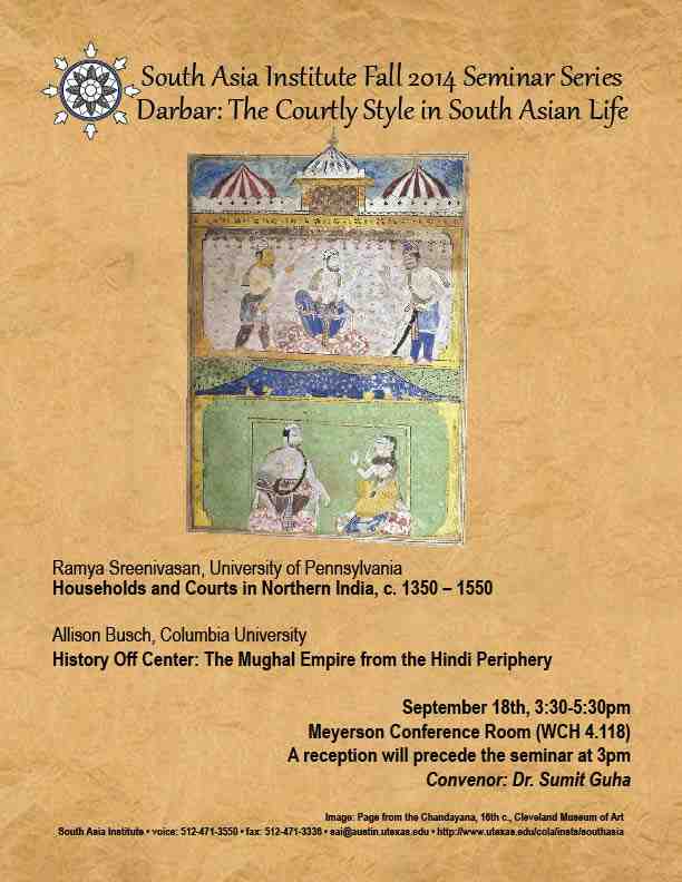 South Asia Seminar Series: Prof. Ramya Sreenivasan, University of Pennsylvania & Prof. Allison Busch, Columbia University