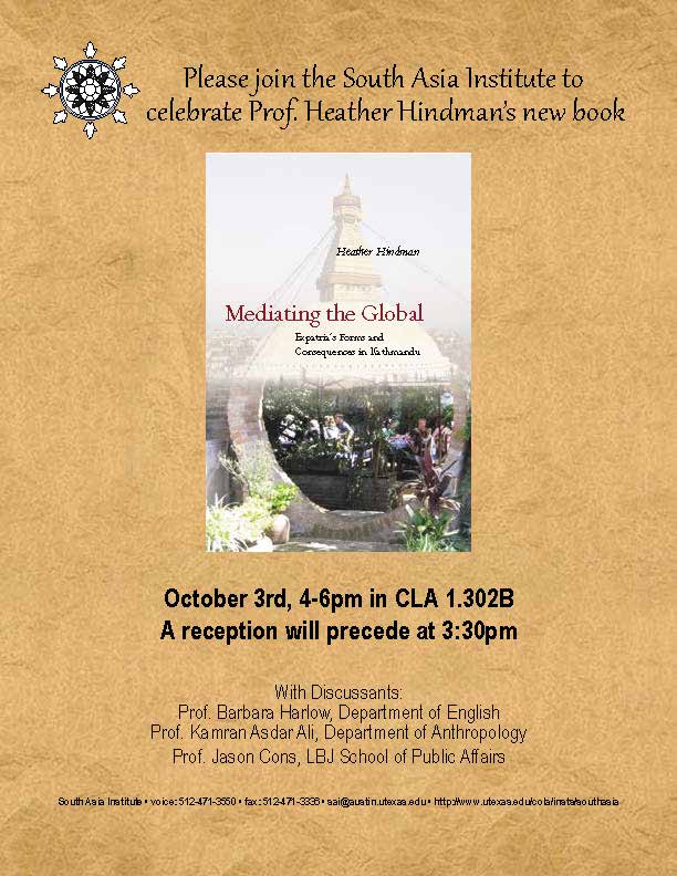 Book Launch Reception: 'Mediating the Global: Expatria's Forms and Consequences in Kathmandu' by Prof. Heather Hindman