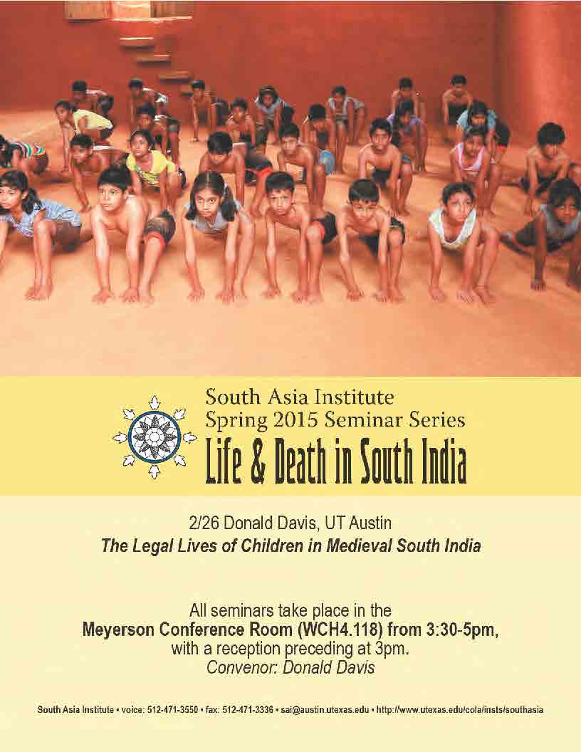 South Asia Seminar Series: Prof. Donald Davis, UT Austin