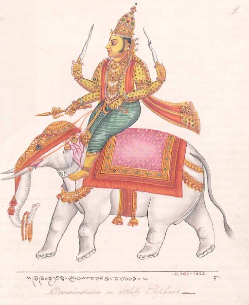 Indra riding his white elephant