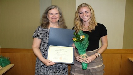 Core Faculty Polly Strong presents 2015 CWGS Dissertation Fellowship to Caitlyn Collins