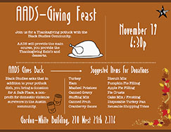 AADS-Giving Feast: Join us for a Thanksgiving potluck with the Black Studies Community.