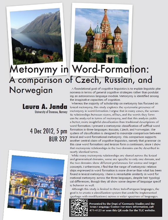 Metonymy in Word-Formation: A Comparison of Czech, Russian, and Norwegian