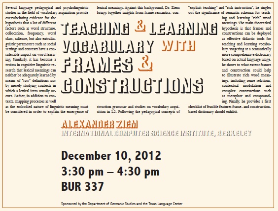 Teaching and Learning Vocabulary with Frames and Constructions