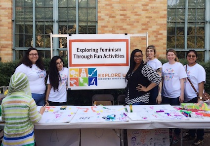 Women's and Gender Studies undergraduate and graduate students engaged Texas families and teachers in learning about CWGS during the university's annual Explore UT event.