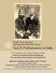 April 21 - South Asia Seminar Series: Dr. Max Katz, The College of William and Mary