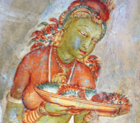 5th century fresco at Sigiriya, Sri Lanka