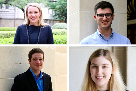 Clockwise from top left: Claire Smith, Eamon Dowd, Elizabeth Patten, and James “Jake” Barnett
