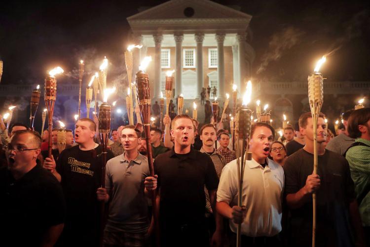 White Supremacists marched in the campus of University of Virginia in Charlottesville on Friday night