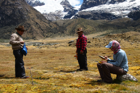 Molly Polk and field assistants recording land cover in Peru’s Huascaran National Park