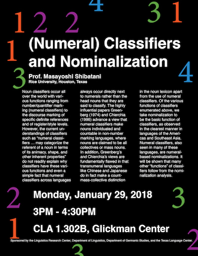 Talk on noun classifiers by Dr. Shibatani