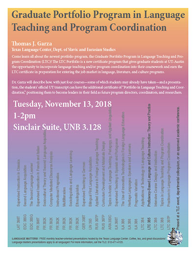 Graduate Portfolio Program in Language Teaching and Program Coordination