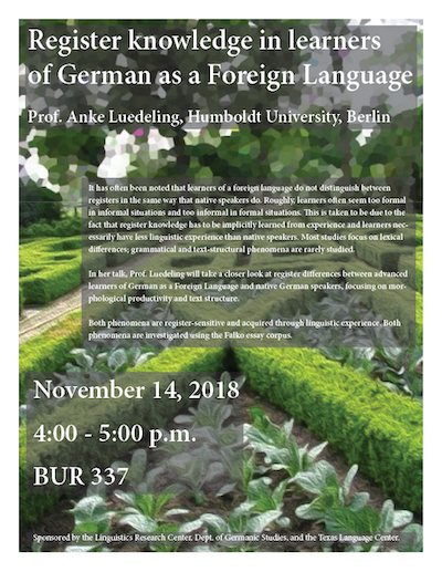 Using corpora to study register as expressed by learners of German as a Foreign Language