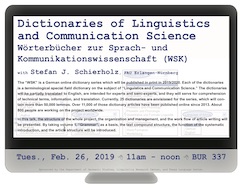 Dr. Schierholz discusses the publication of a major series of technical dictionaries for linguistics
